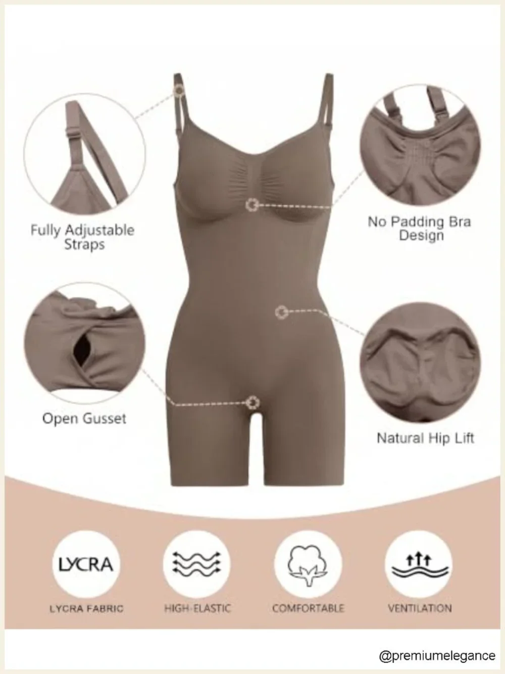 Seamless Tummy Control Bodysuit Shapewear Mid Thigh Body Shaper Compression